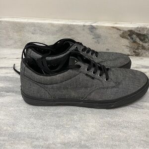 VANS Canvas Atwood Skate Shoes Gray Black Lace Up Sneakers Men's Size 10.5